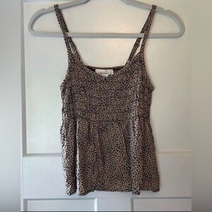 Urban Romantics tan/ black cheetah print tank top baby doll cut size S small